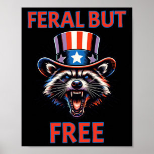 Poster 4 juillet Feral Mais Patriotic Raccoon Libre Drôle