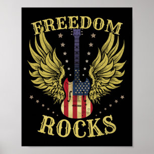 Poster 4 juillet Fête de l'Indépendance Guitar Liberté