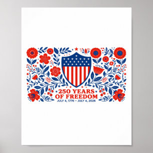 Poster 4 juillet Fête nationale 250e anniversaire 250 ans