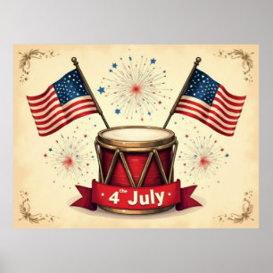 Poster 4 juillet, Jour de l'Indépendance,