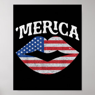 Poster 4 juillet Jour de l'Indépendance MERICA Baiser Bou