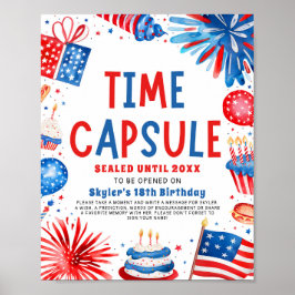Poster 4 juillet Patriotique 1er anniversaire heure Capsu