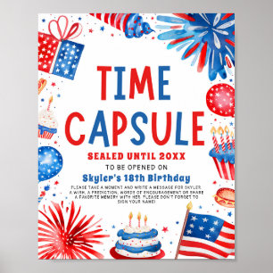 Poster 4 juillet Patriotique 1er anniversaire heure Capsu