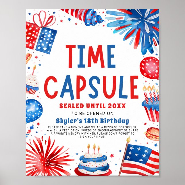 Poster 4 juillet Patriotique 1er anniversaire heure Capsu (Devant)
