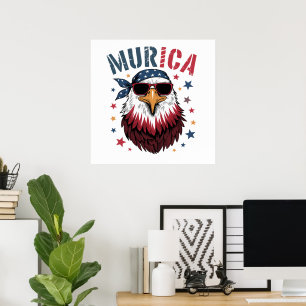 Poster 4 juillet Patriotique Drôle Aigle USA