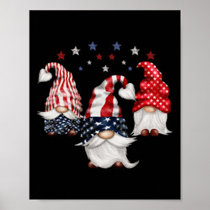 Poster 4 juillet Patriotique Gnomes Funny mignon U améric