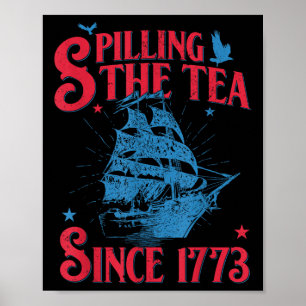 Poster 4 juillet qui crache le thé depuis 1773 drôle rétr