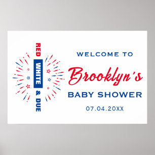 Poster 4 juillet Rouge Blanc Et Baby shower D'Accueil