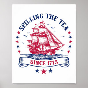 Poster 4 Juillet Spilling The Tea 1773 Drôle Amérique