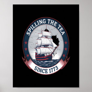 Poster 4 Juillet Spilling The Tea 1773 Drôle Amérique
