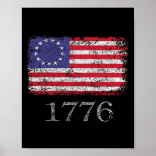 Poster 4 juillet T Chemise Drapeau Américain Betsy Ross 1