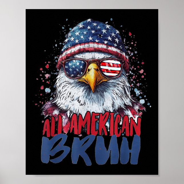 Poster 4 juillet Tous Américains Bruh Eagle Enfants Ado (Devant)