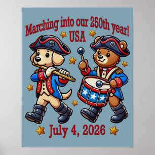 Poster 4 juillet USA 250e anniversaire Semiquincentenaire