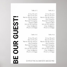 Poster 4 table Simple blanc Mariage