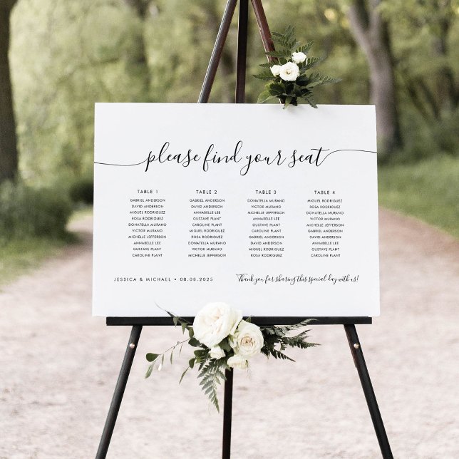 Poster 4 Tables Moderne Trouvez Votre Siège Carte (Créateur téléchargé)