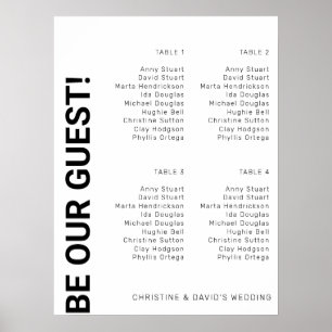 Poster 4 tables Plan de table Simple Mariage Blanc