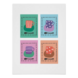 Poster 4 têtes avec bordure