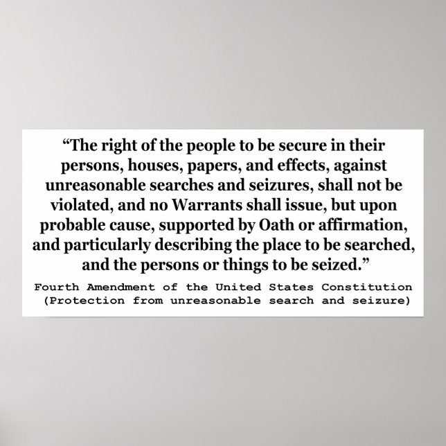 Poster 4e amendement de la Constitution des États-Unis (Devant)