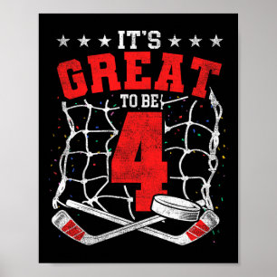 Poster 4e anniversaire Amoureux de hockey C'est génial d'