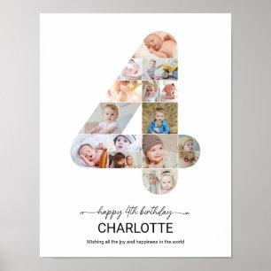 Poster 4e Anniversaire Numéro 4 Photomontage Photo Person