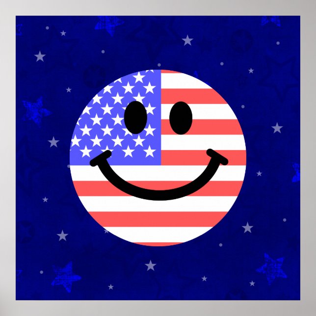 Poster 4th of July American Flag face (Devant)