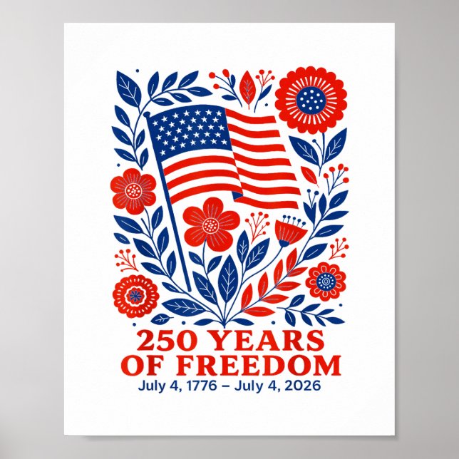 Poster 4th of July Patriotic 250th Anniversary 250 Years  (Devant)