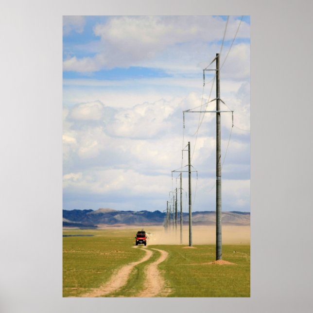 Poster 4X4 Véhicules On Dirt Road, Gobi Desert (Devant)