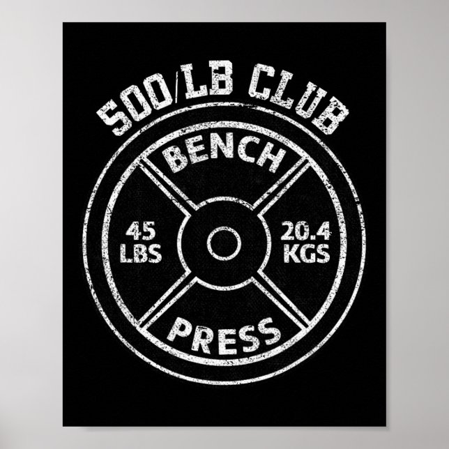 Poster 500 Lbs Pound Bench Press Club Gym Weightlifting P (Devant)