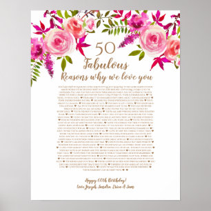 Poster 50 and fabulous birthday gift for mom things we