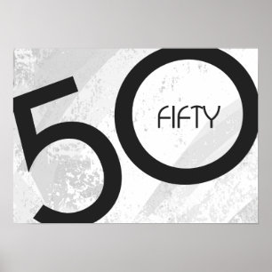 Poster 50 ans, anniversaire de naissance blanc