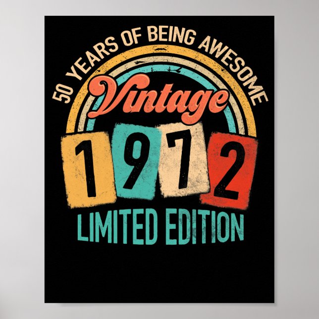 Poster 50 Ans D'Être génial En 1972 50e Anniversaire (Devant)