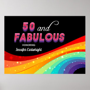 Poster 50 ans et Fabuleux Anniversaire Arc-en-ciel 50 ans