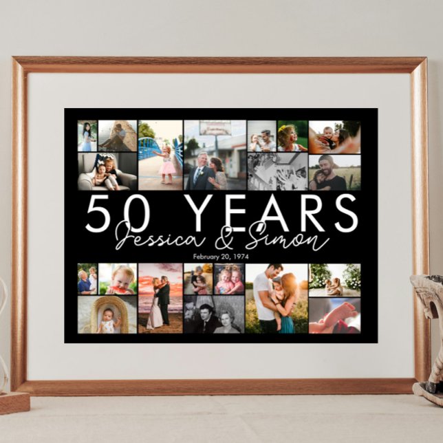 Poster 50 ans golden mariage anniversaire photo collage (Créateur téléchargé)