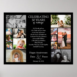 Poster 50 ans mariage anniversaire photo collage modifiab