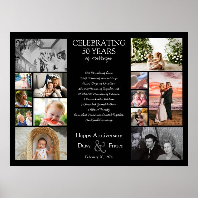 Poster 50 ans mariage anniversaire photo collage modifiab (Devant)
