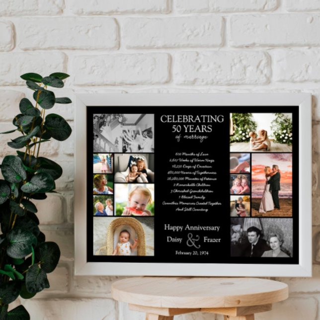Poster 50 ans mariage anniversaire photo collage modifiab (Créateur téléchargé)