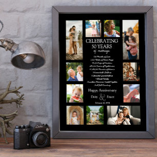 Poster 50 ans mariage anniversaire photo collage modifiab