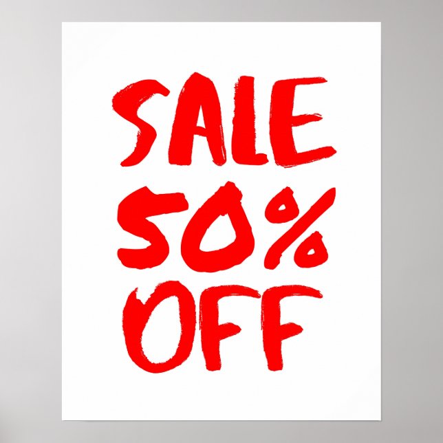 Poster 50% de réduction sur la vente, Signal de magasin r (Devant)