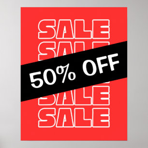 Poster 50% de réduction sur la vente, signalisation de ma