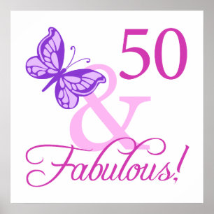 Poster 50 Et Cadeaux Fabuleux D'Anniversaire (Plum)