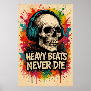 Poster 50, Heavy Beats Niemals Die, Vintag Art