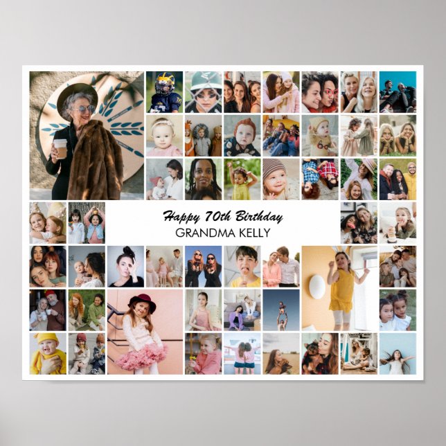 Poster 50 Photo Collage Personalized Birthday Gift (Devant)