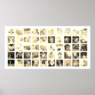 Poster 50 Photo Collage Personalized (Sepia)