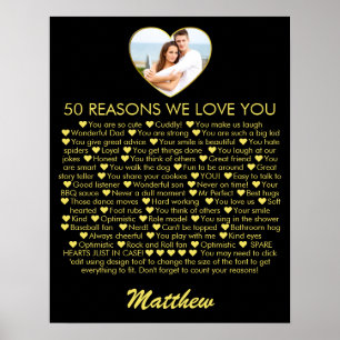 Poster 50 Raisons Nous vous aimons 50e anniversaire Coeur