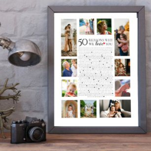 Poster 50 raisons pour lesquelles nous vous aimons collag
