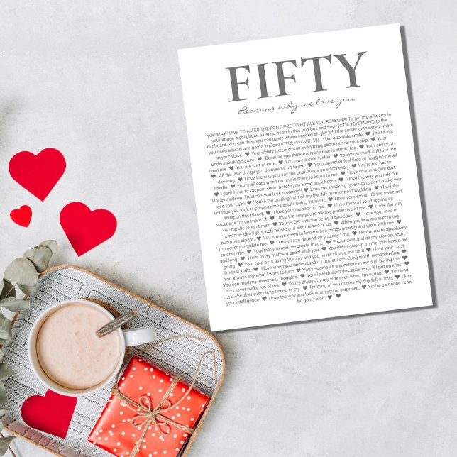 Poster 50 raisons pour lesquelles nous vous aimons vow ma (Créateur téléchargé)