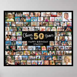 Poster 50e Anniversaire 100 Photos Noir Or Félicitations