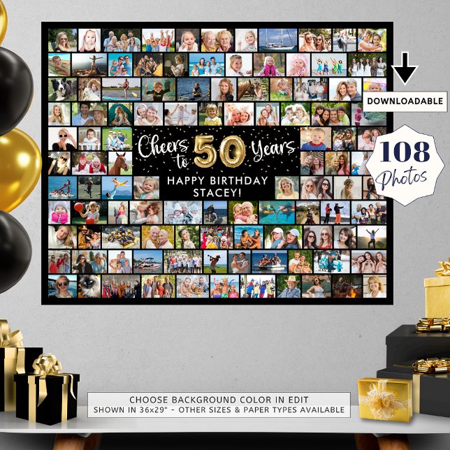 Poster 50e Anniversaire 108 Photos Black Gold Bravo à l'a (Créateur téléchargé)