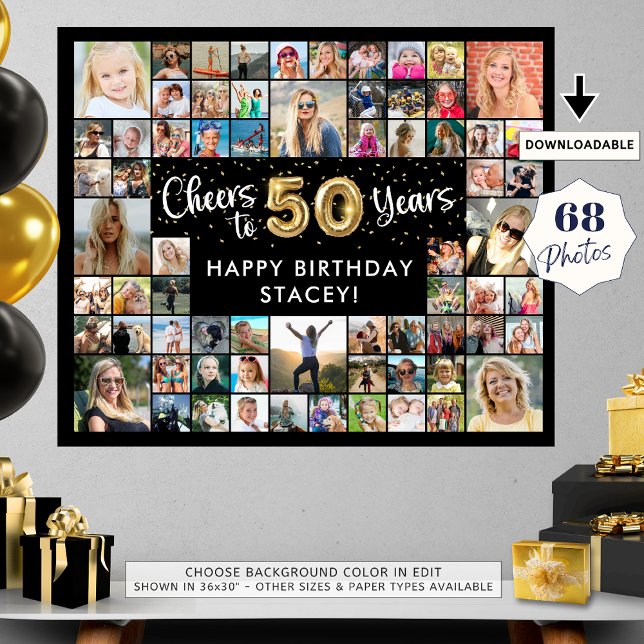 Poster 50e Anniversaire 68 Photo Collage Honneur À 50 Ans (Créateur téléchargé)