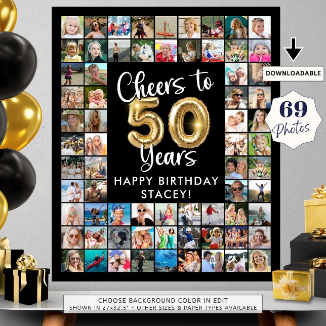 Poster 50e anniversaire 69 Photo Collage encourage à 50 a (Créateur téléchargé)